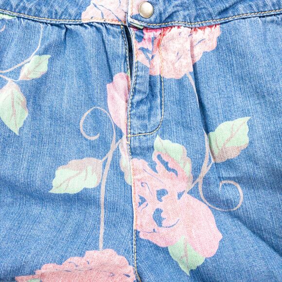 Anthropologie Pins and Needles Blue Jean Printed Floral Romper Womens Medium - Picture 6 of 16